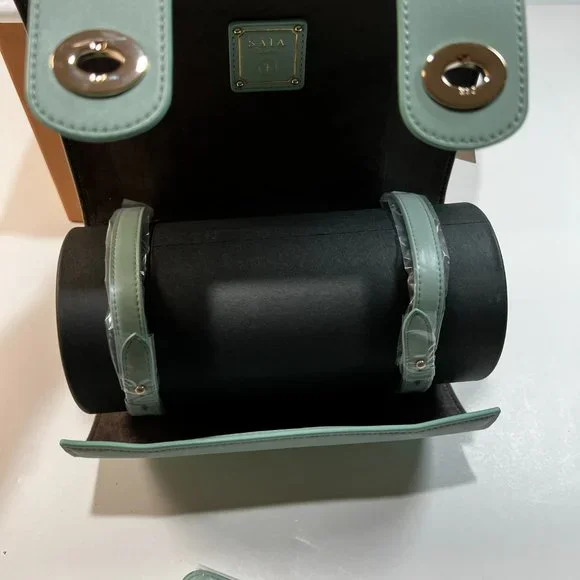 Saia London The Emmeline Yoga Mat Bag Teal New Vegan Faux Leather Shoulder Strap - Picture 11 of 16